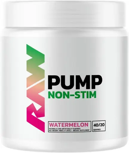 [9090134] RAW Pump Stim Free Pre Workout | Non-Stimulant Pre Workout Supplement Powder Nitric Oxide Booster | Pre Workout Supplements Drink for During Workout | (40 Servings) (Watermelon) 