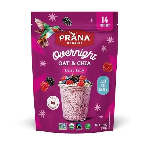 [45345435453] Prana Overnight Chia with Oats Berry Fairy | Rich in Fiber & Protein, Vegan, Non-GMO | Ready to Eat Breakfast - 28 oz Bags - 1 Pack 