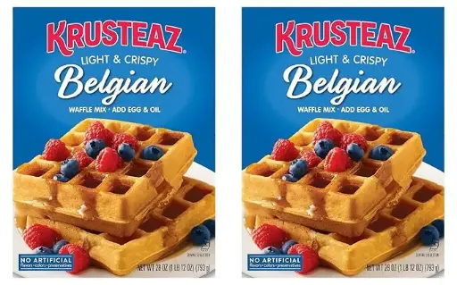 [3453457803] Krusteaz Light & Crispy Belgian Waffle Mix - No Artificial Flavors, Colors, or Preservatives - 28 OZ (Pack of 2) (Packaging May Vary) 