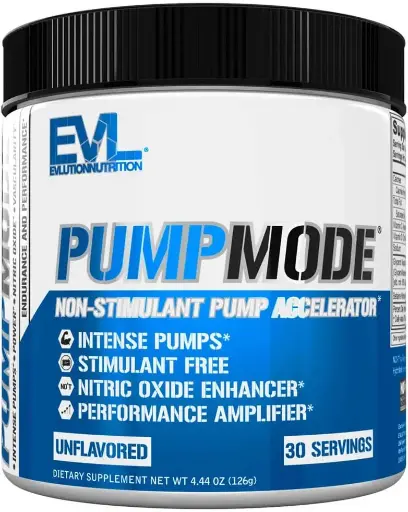 [9090137] EVL PumpMode Nitric Oxide Supplement - Nitric Oxide Booster Pump Pre Workout Powder with Glycerol and Betaine for Muscle Recovery Growth and Endurance - Stim Free Pre Workout Drink (Unflavored) 
