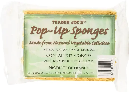 [34534557775] Trader Joe's Pop up Sponges Made From Natural Vegetable Cellulose 12 Sponges, 1 Pack 