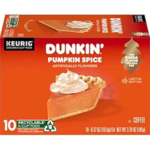 [4534552345] Dunkin' Pumpkin Spice Flavored Coffee, 10 Keurig K-Cup Pods 