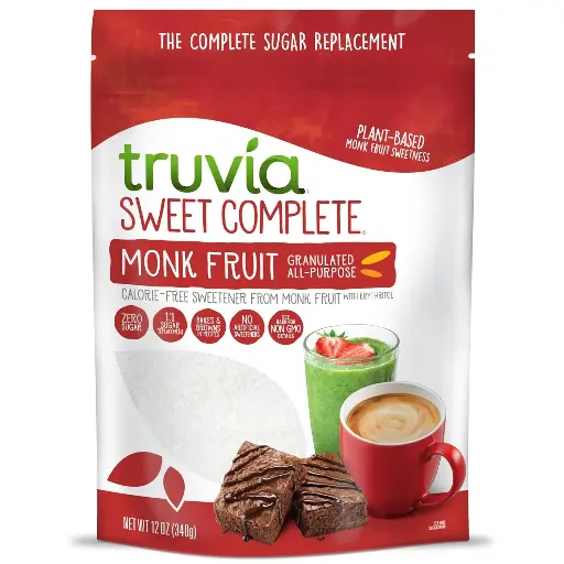 [7687098908] Truvia Sweet Complete Granulated All-Purpose Calorie-Free Sweetener from the Monk Fruit, 12 oz Monkfruit Bag (Pack of 1) 
