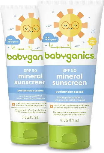 [9090163] Babyganics SPF 50 Baby Sunscreen Lotion UVA UVB Protection | Water Resistant |Non Allergenic, 6 Fl Oz (Pack of 2) 