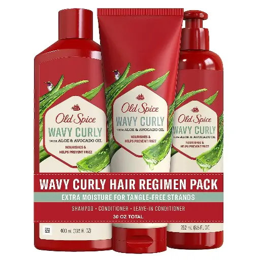 [9090167] Old Spice Shampoo, Conditioner and Leave-in Conditioner Set for Men, Wavy Curly Hair Regimen Bundle 