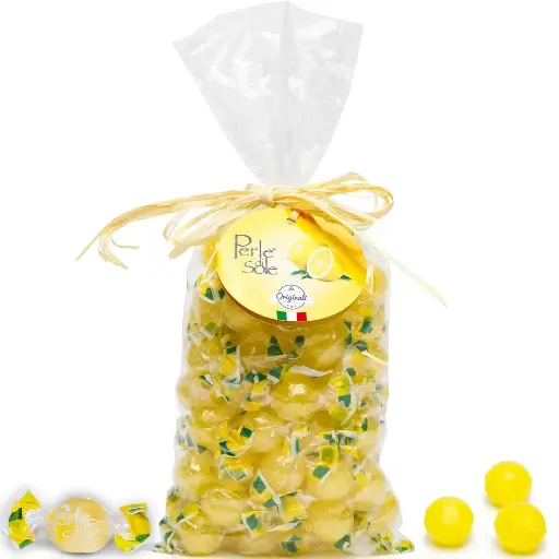 [555501] Perle di Sole Italian Lemon Candy Drops - Lemon Hard Candy Individually Wrapped - Fizzy and Tart Lemon Candies (17.63 oz | 500 g) 