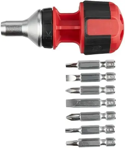 [62458] Ratcheting Screwdriver for Milwaukee 48-22-2330 8-in-1 Hex Shank Compact Ratcheting Multi-Bit Driver 
