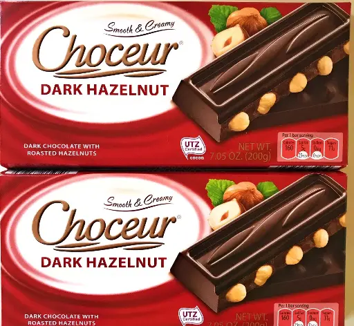 [212114] Choceur Dark Chocolate with Roasted Hazelnuts 7.05 oz (Pack of 2) 