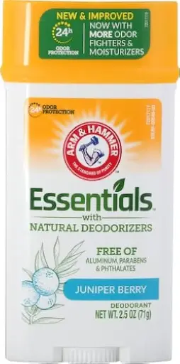 [222216] ARM & HAMMER Essentials Solid Deodorant, Clean(Juniper Berry), Wide Stick, 2.5 oz. (Pack of 3)