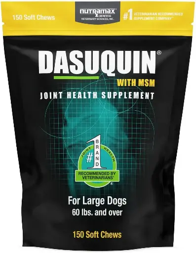 [25253012] Nutramax Laboratories Dasuquin with MSM Joint Health Supplement for Large Dogs - With Glucosamine, MSM, Chondroitin, ASU, Boswellia Serrata Extract, and Green Tea Extract, 150 Soft Chews 
